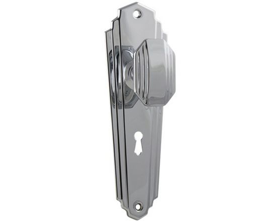 Elwood knob on lever lock plate set - Chrome plate