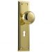 Richmond knob on lever lock plate set - Polished Brass