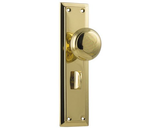 Richmond knob on privacy plate set - Polished Brass
