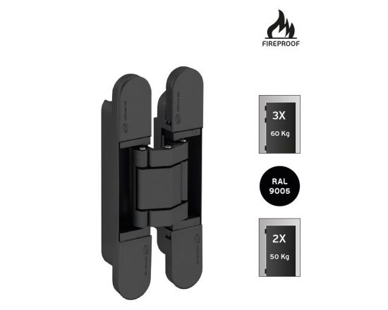 JNF 3D Adjustable concealed hinge - 50Kg Black