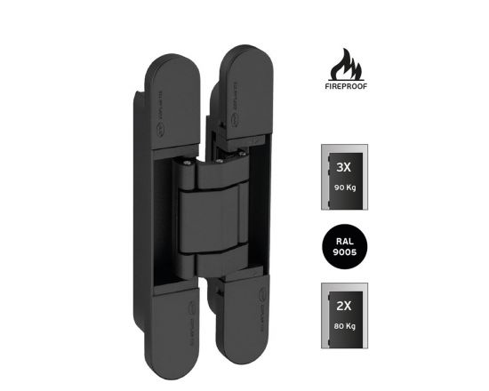 JNF 3D Adjustable concealed hinge - 90Kg Black