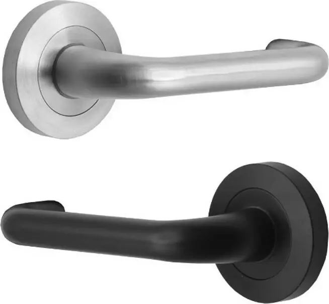 90 Lever On 53mm Round Rose  - SC/BLK 90 Lever On 53mm Round Rose  - SC/BLK