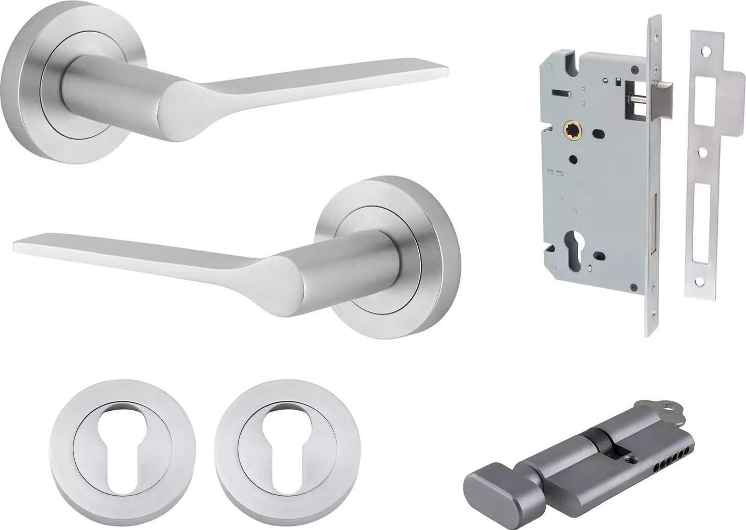 Como Lever - Round Rose Entrance Set - Key / Turn - SC