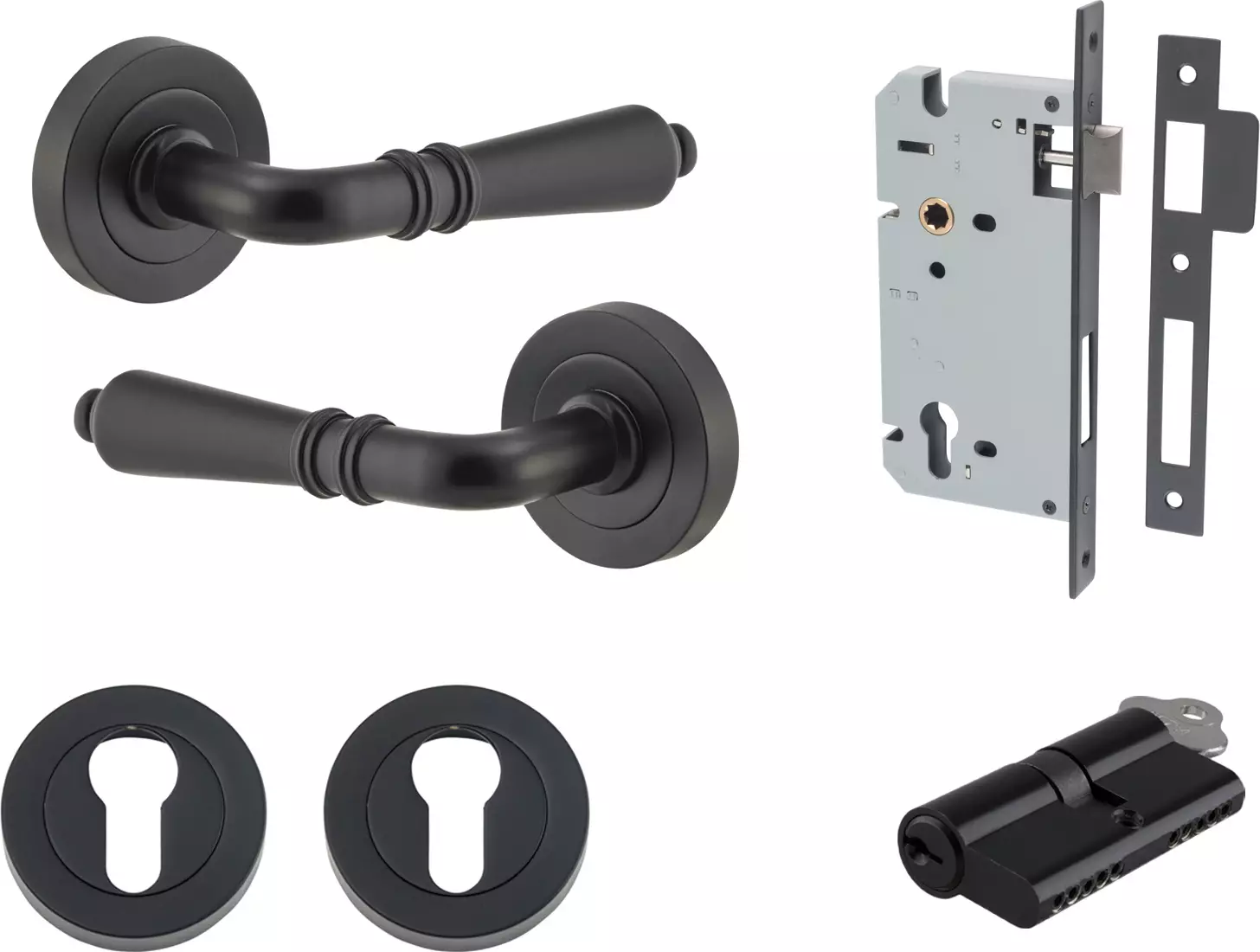 Sarlat Lever - Round Rose Entrance Set - Key / Key - MB