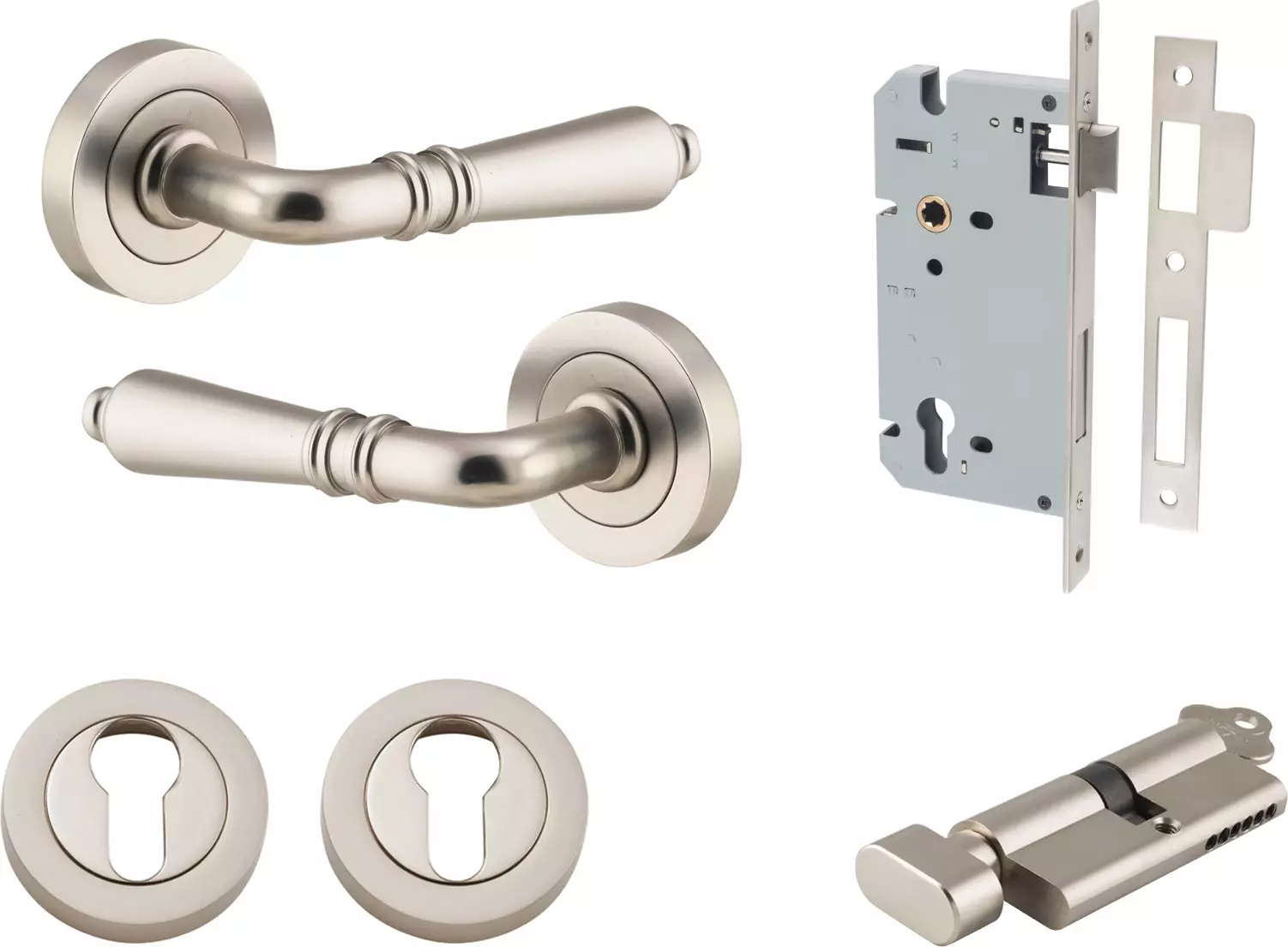 Sarlat Lever - Round Rose Entrance Set - Key / Turn - SN