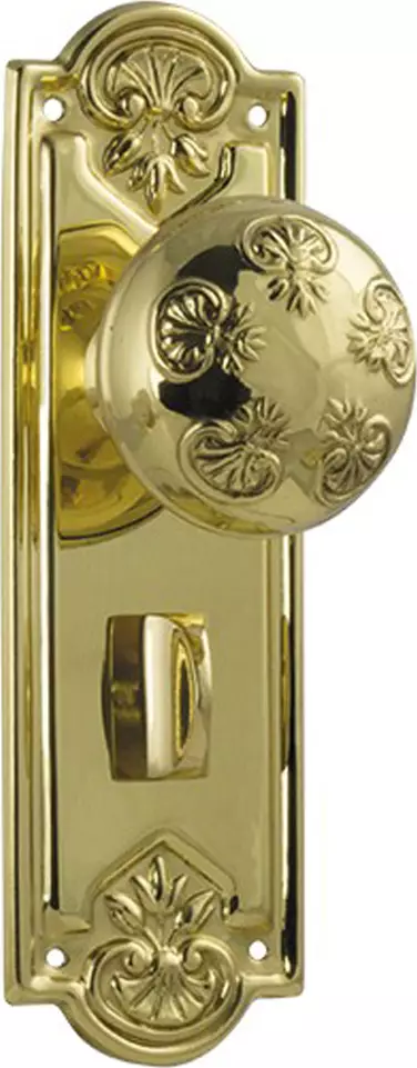 Nouveau 188 x 58mm Knob on Privacy Plate Set - PB