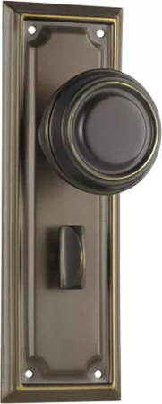 Edwardian 185 x 60mm Knob on Privacy Plate Set - AB