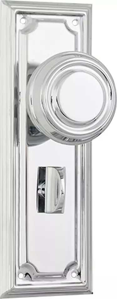 Edwardian 185 x 60mm Knob on Privacy Plate Set - CP