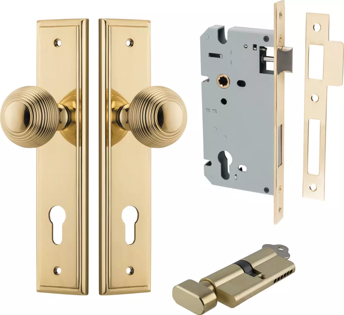 Guildford Knob - Stepped Entrance Set - Key / Turn - PB