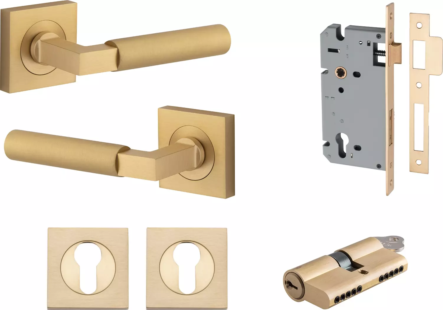 Berlin Lever - Square Rose Entrance Set - Key / Key - BB