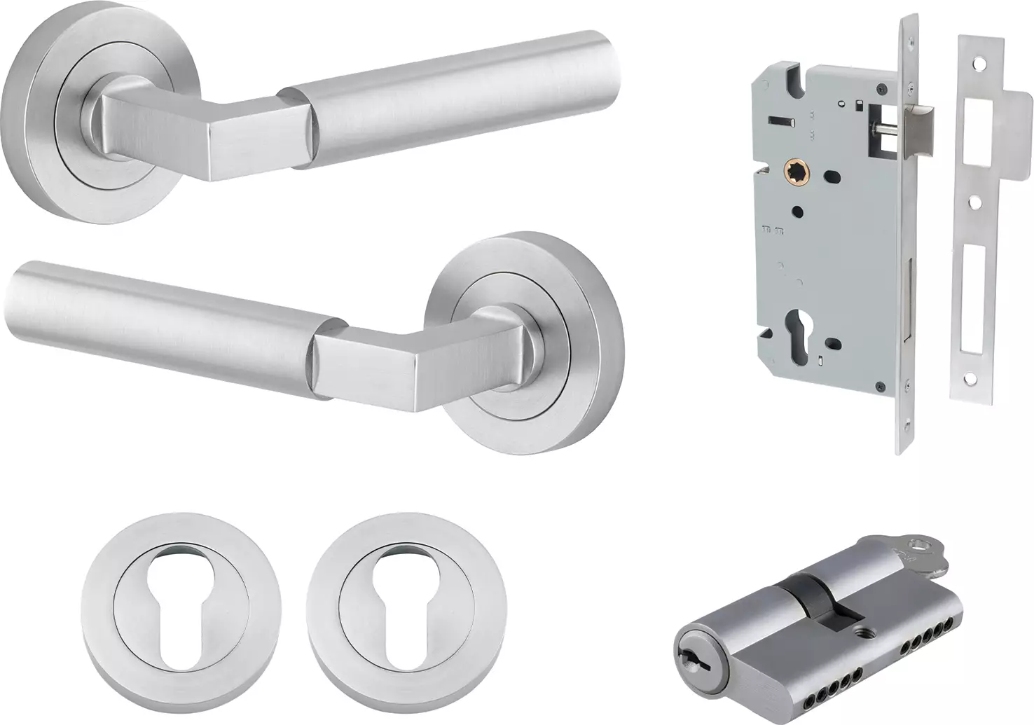 Berlin Lever - Round Rose Entrance Set - Key / Key - SC