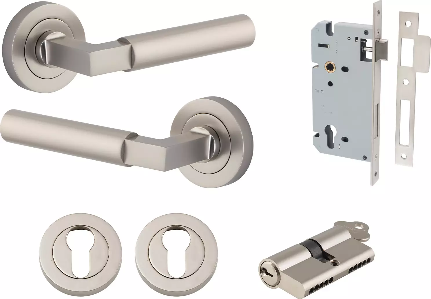 Berlin Lever - Round Rose Entrance Set - Key / Key - SN