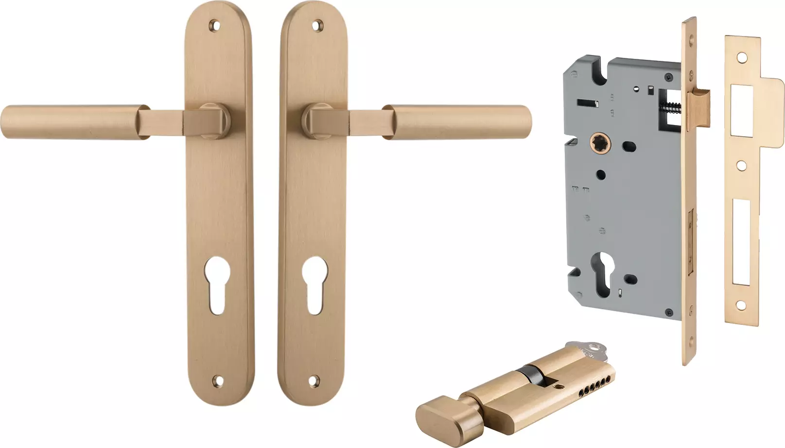 Berlin Lever - Oval Entrance Set - Key / Turn - BB