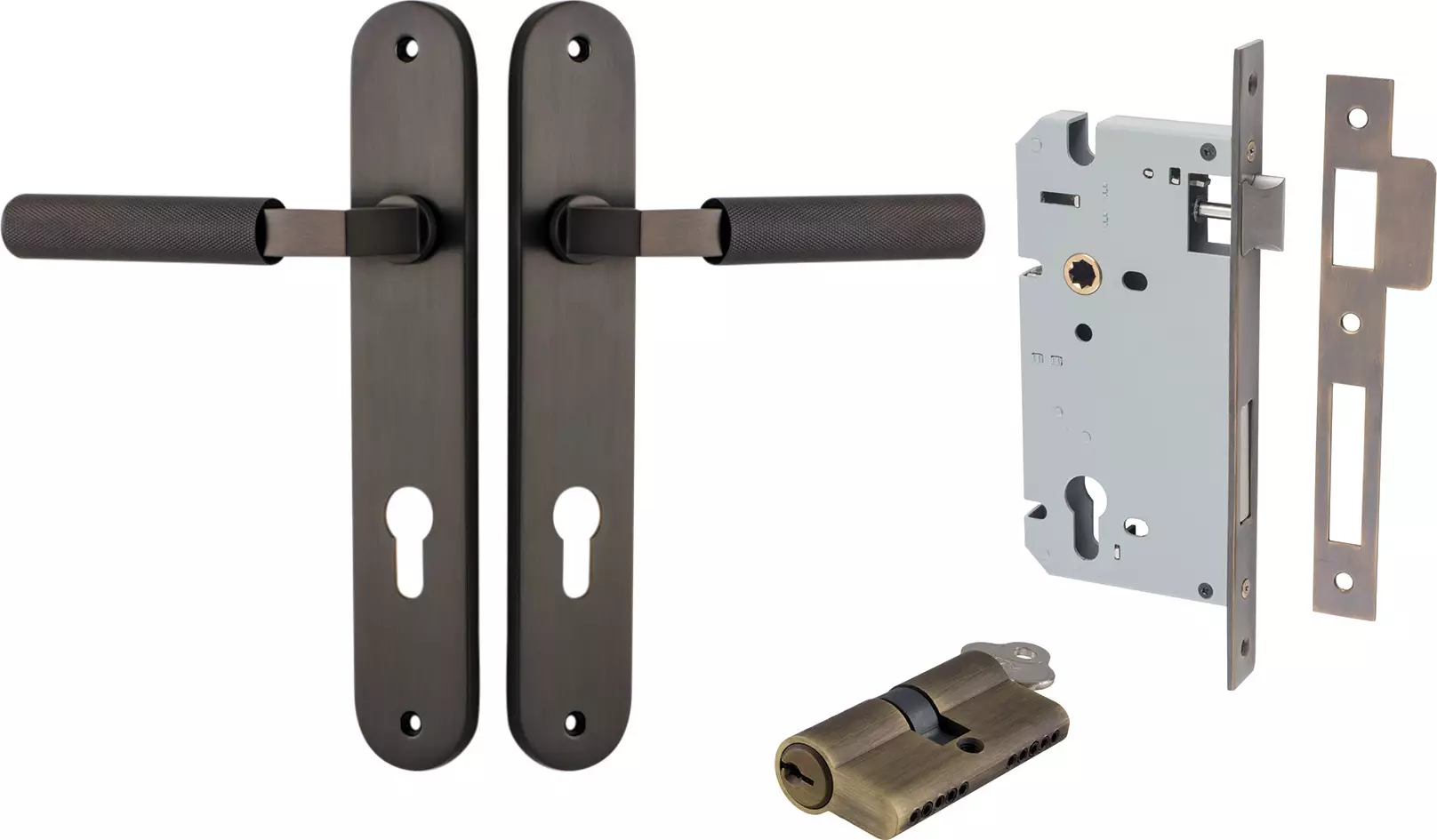 Brunswick Lever - Oval Entrance Set - Key / Key - SB