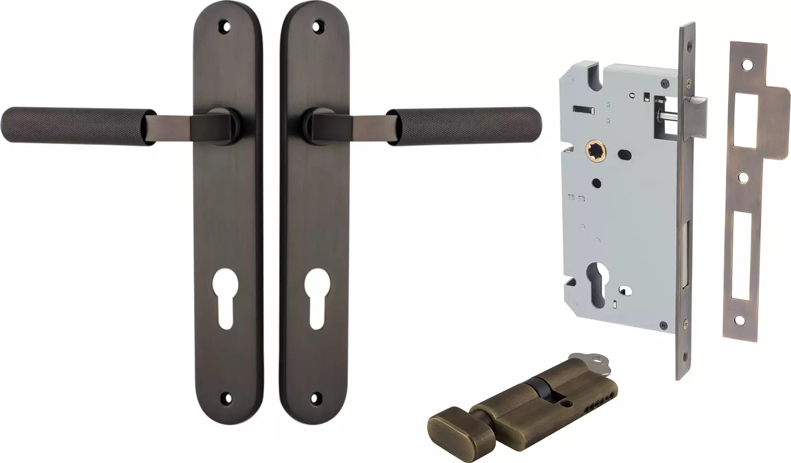 Brunswick Lever - Oval Entrance Set - Key / Turn - SB