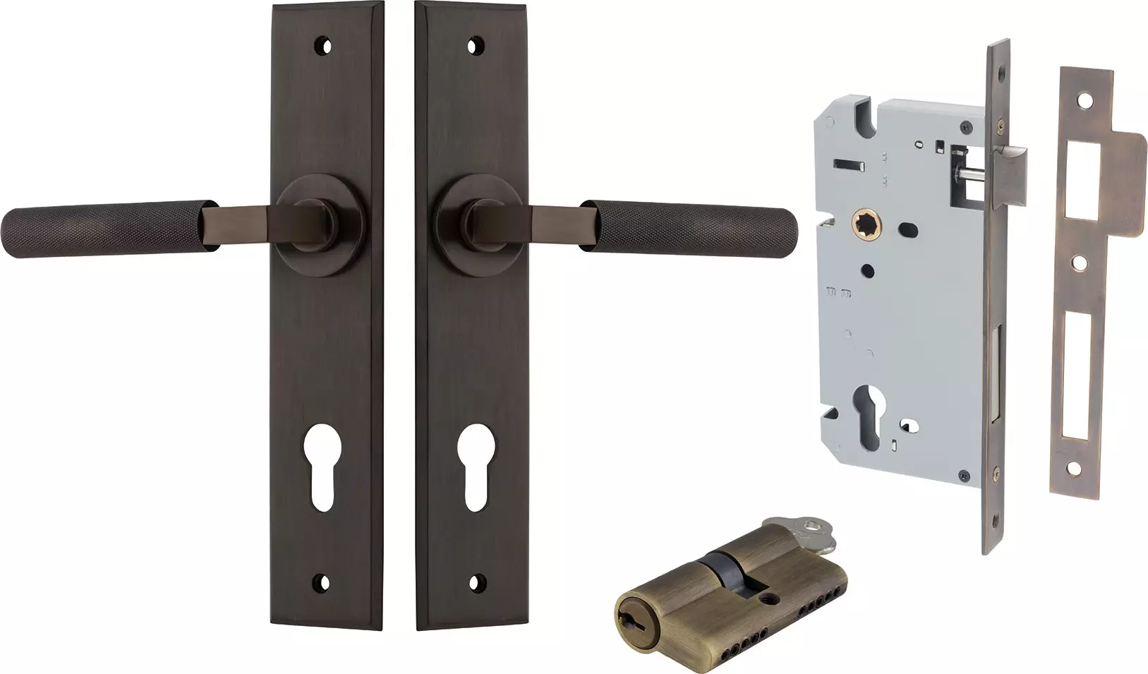 Brunswick Lever - Chamfered Entrance Set - Key / Key - SB