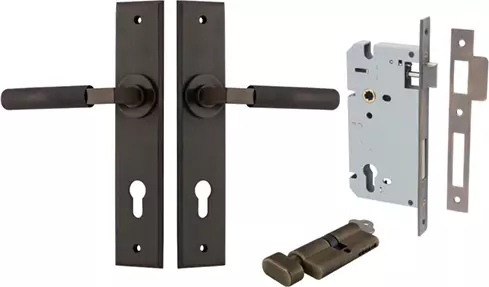 Brunswick Lever - Chamfered Entrance Set - Key / Turn - SB