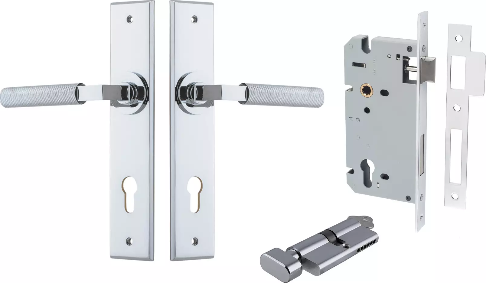 Brunswick Lever - Chamfered Entrance Set - Key / Turn - CP