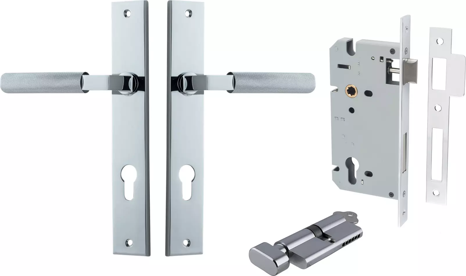 Brunswick Lever - Rectangular Entrance Set - Key / Turn - CP