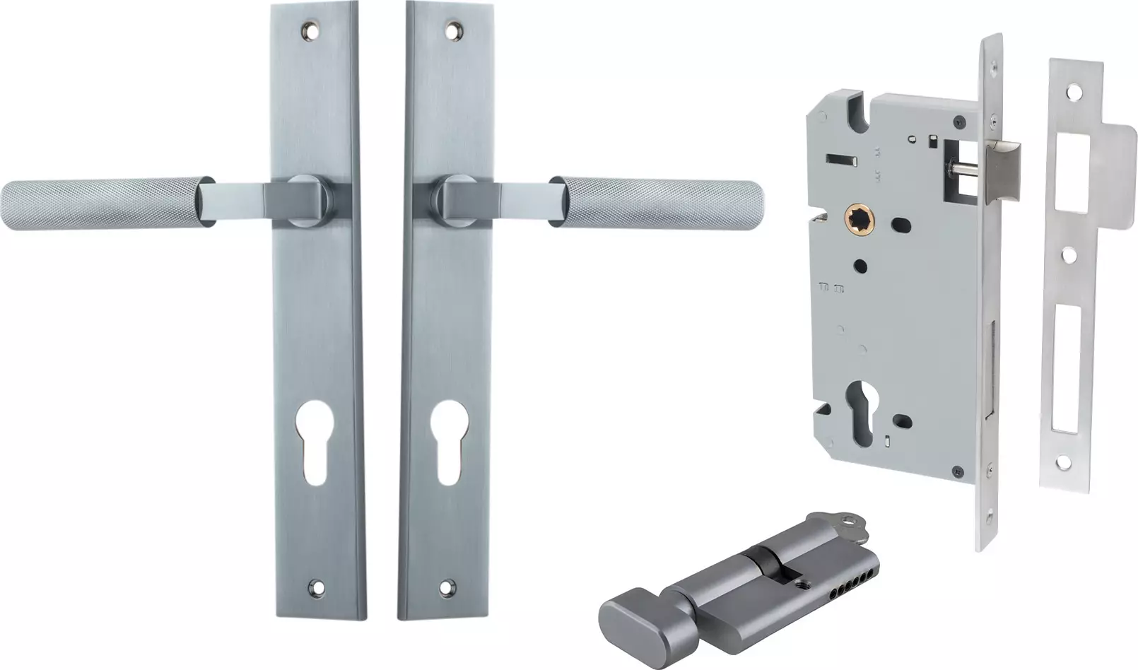 Brunswick Lever - Rectangular Entrance Set - Key / Turn - SC