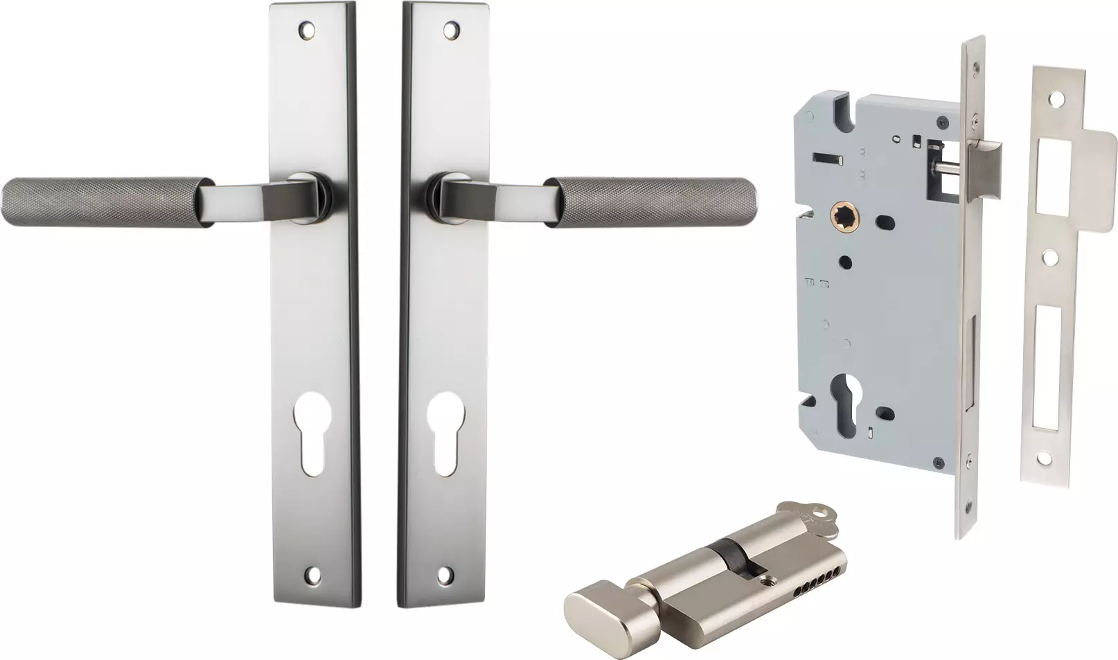 Brunswick Lever - Rectangular Entrance Set - Key / Turn - SN