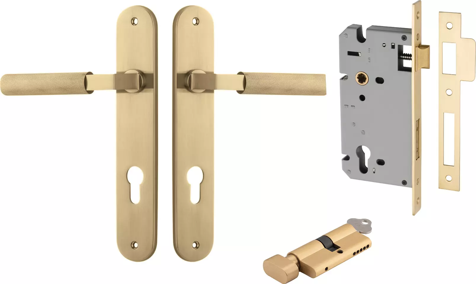 Brunswick Lever - Oval Entrance Set - Key / Turn - GLD