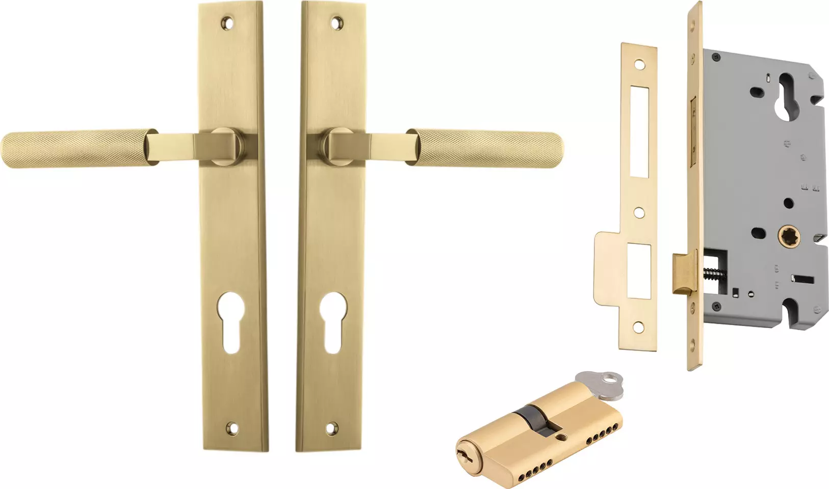 Brunswick Lever - Rectangular Entrance Set - Key / Key - GLD