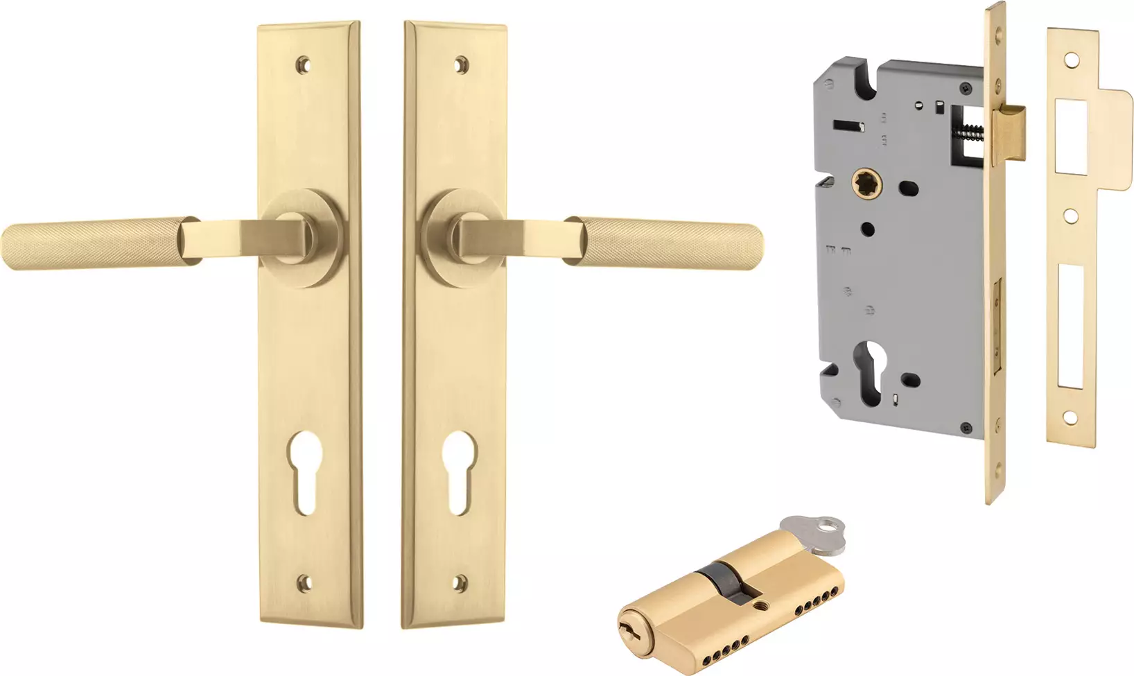 Brunswick Lever - Chamfered Entrance Set - Key / Key - GLD