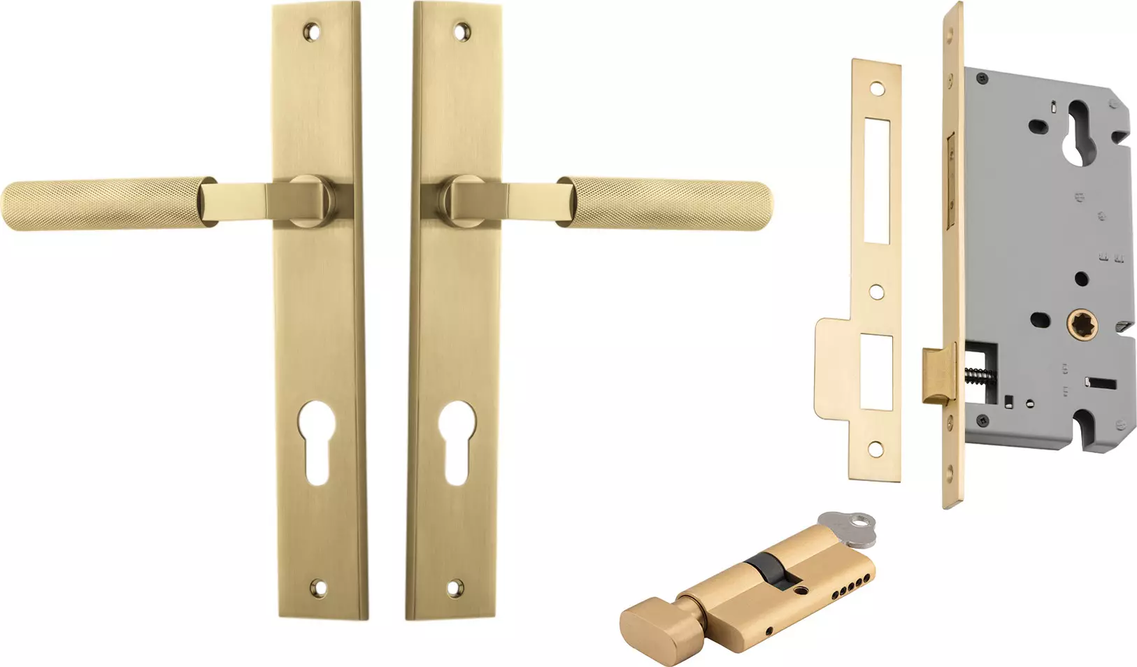 Brunswick Lever - Rectangular Entrance Set - Key / Turn - GLD