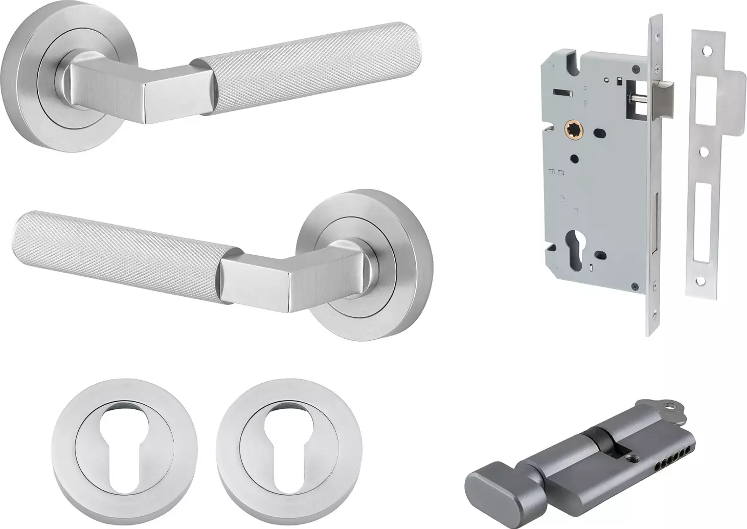 Brunswick Lever - Round Rose Entrance Set - Key / Turn - SC