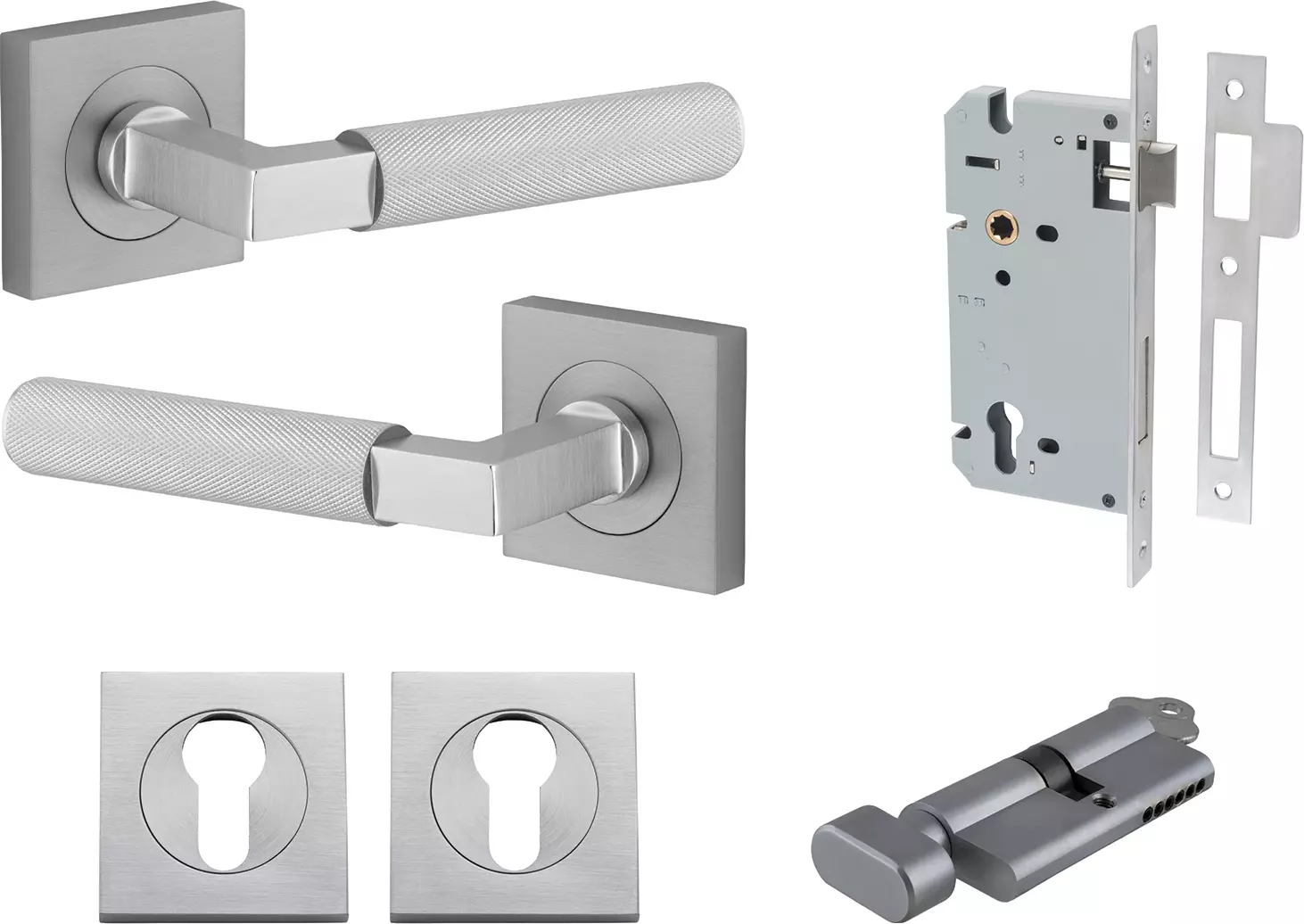 Brunswick Lever - Square Rose Entrance Set - Key / Turn - SC