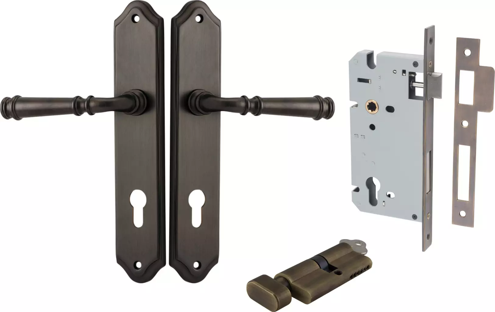 Verona Lever - Shouldered Entrance Set - Key / Turn - SB