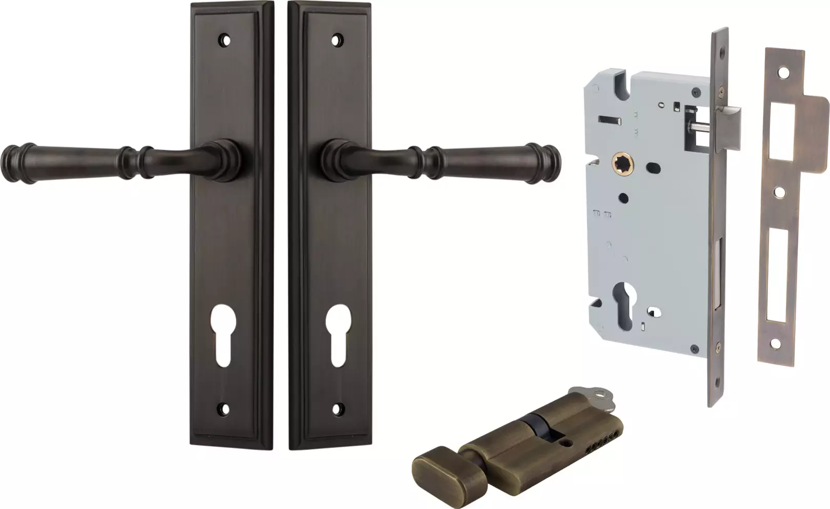 Verona Lever - Stepped Entrance Set - Key / Turn - SB
