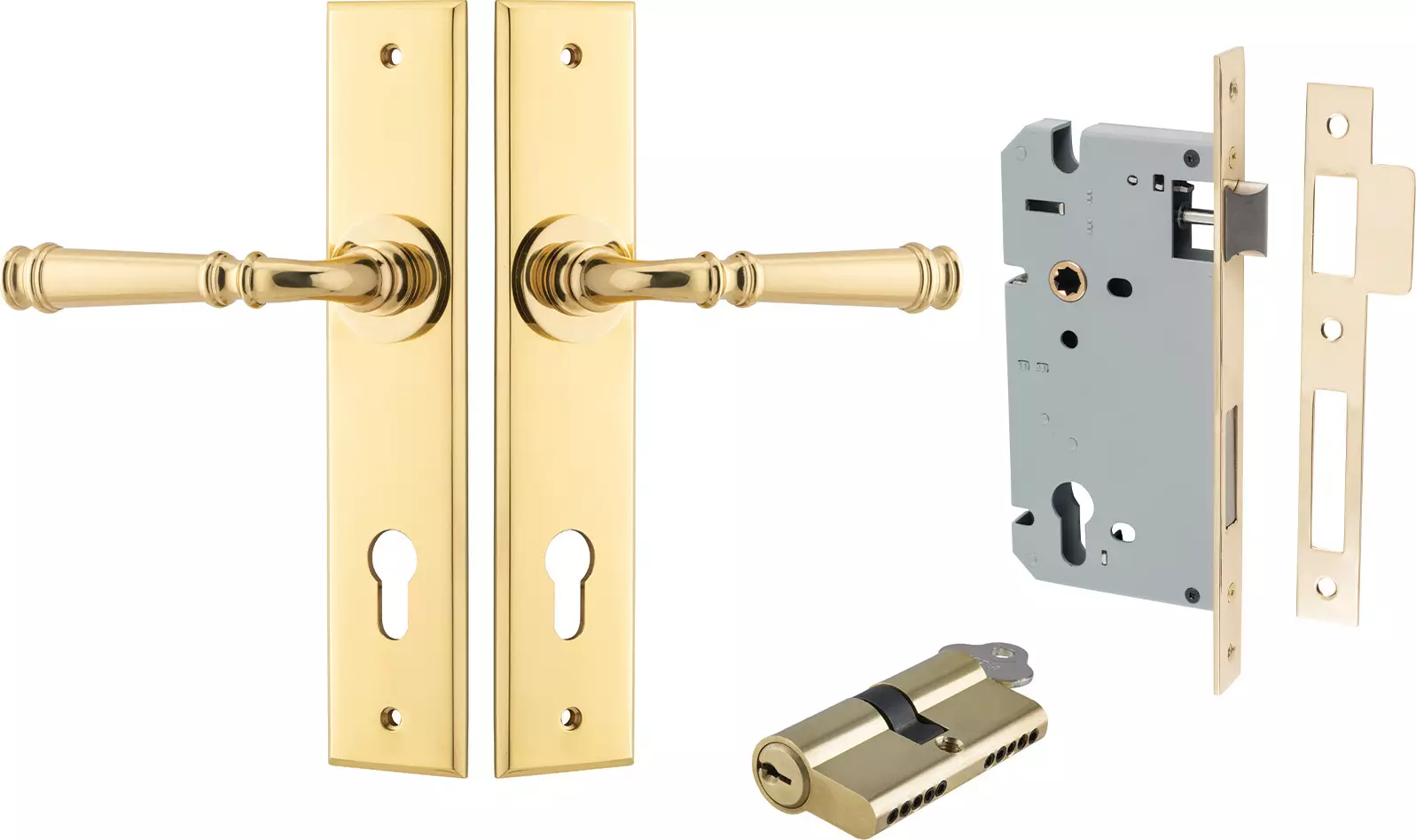 Verona Lever - Chamfered Entrance Set - Key / Key - PB
