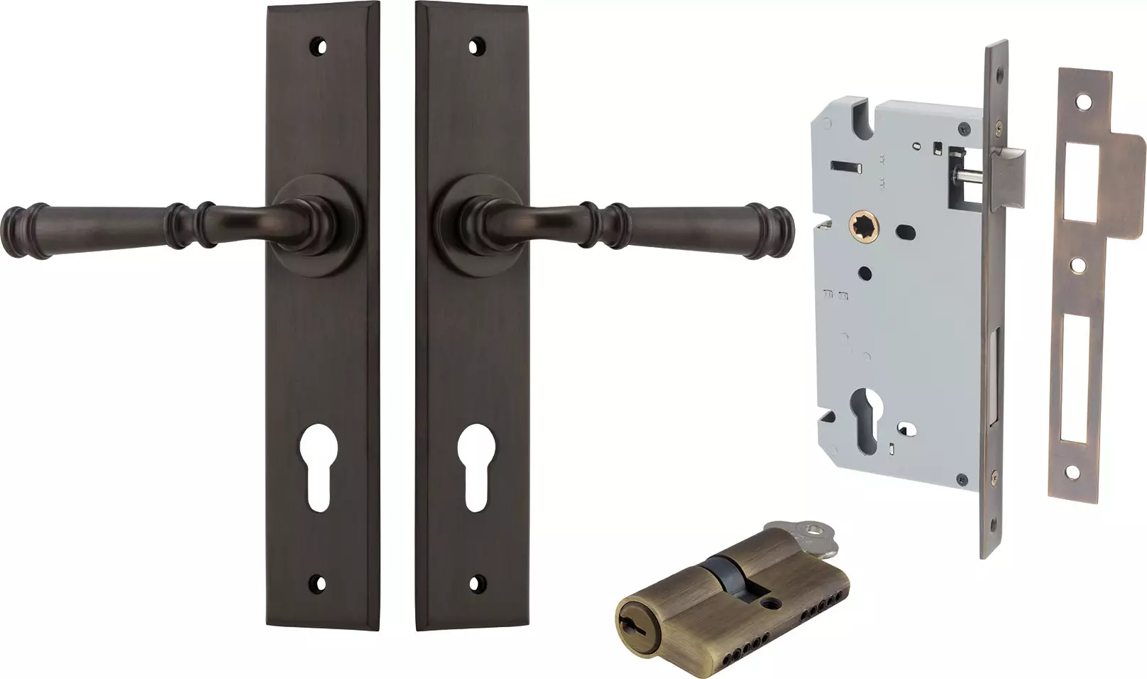 Verona Lever - Chamfered Entrance Set - Key / Key - SB