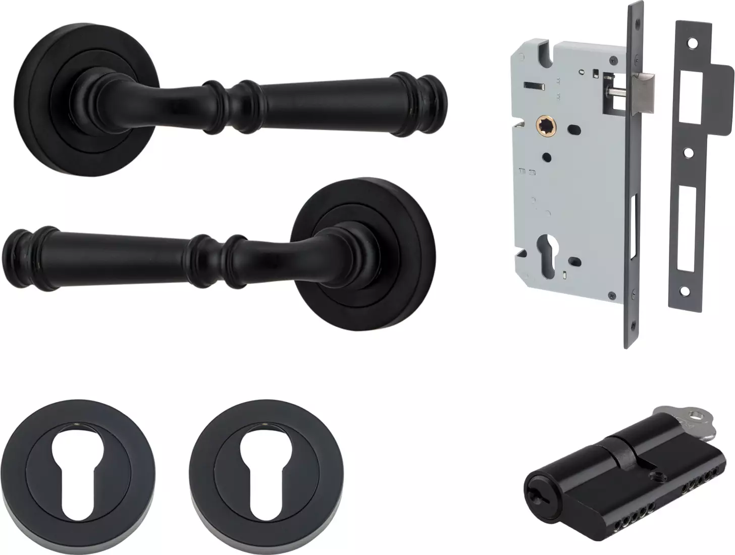 Verona Lever - Round Rose Entrance Set - Key / Key - MB