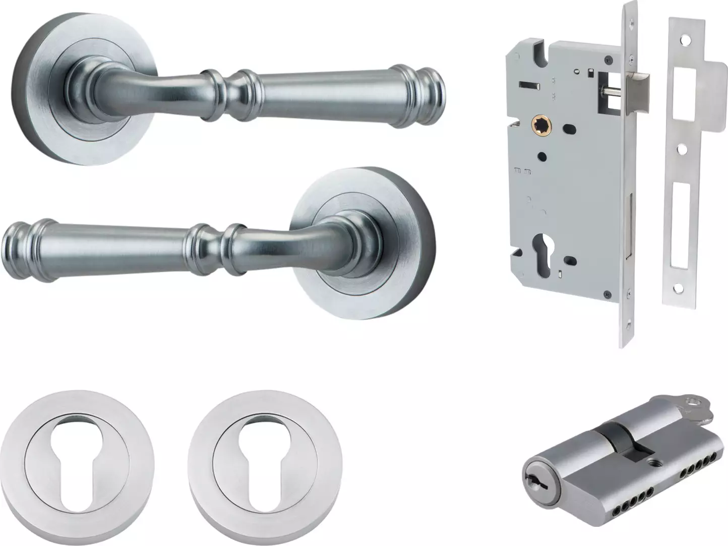 Verona Lever - Round Rose Entrance Set - Key / Key - SC