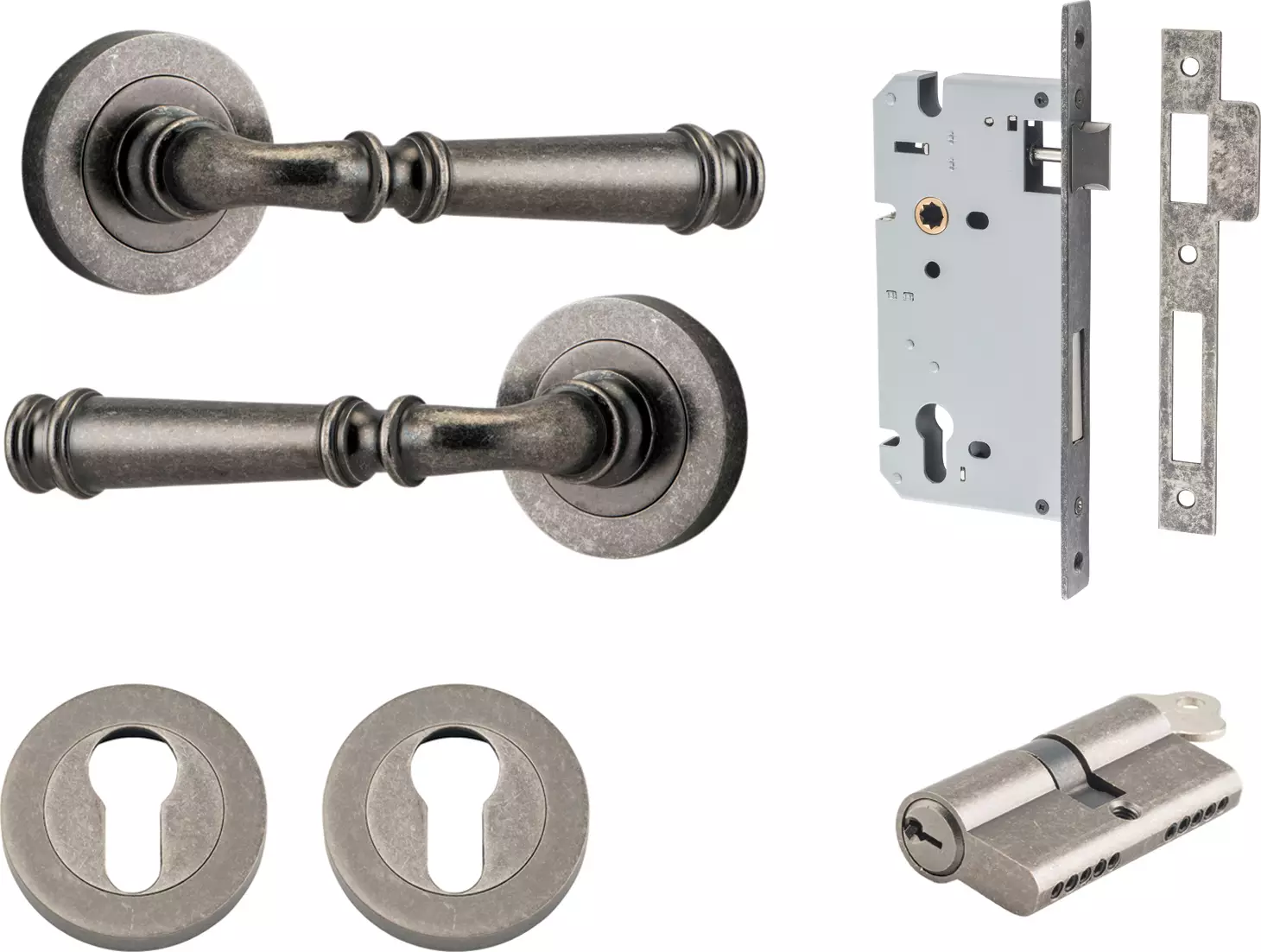 Verona Lever - Round Rose Entrance Set - Key / Key - DN