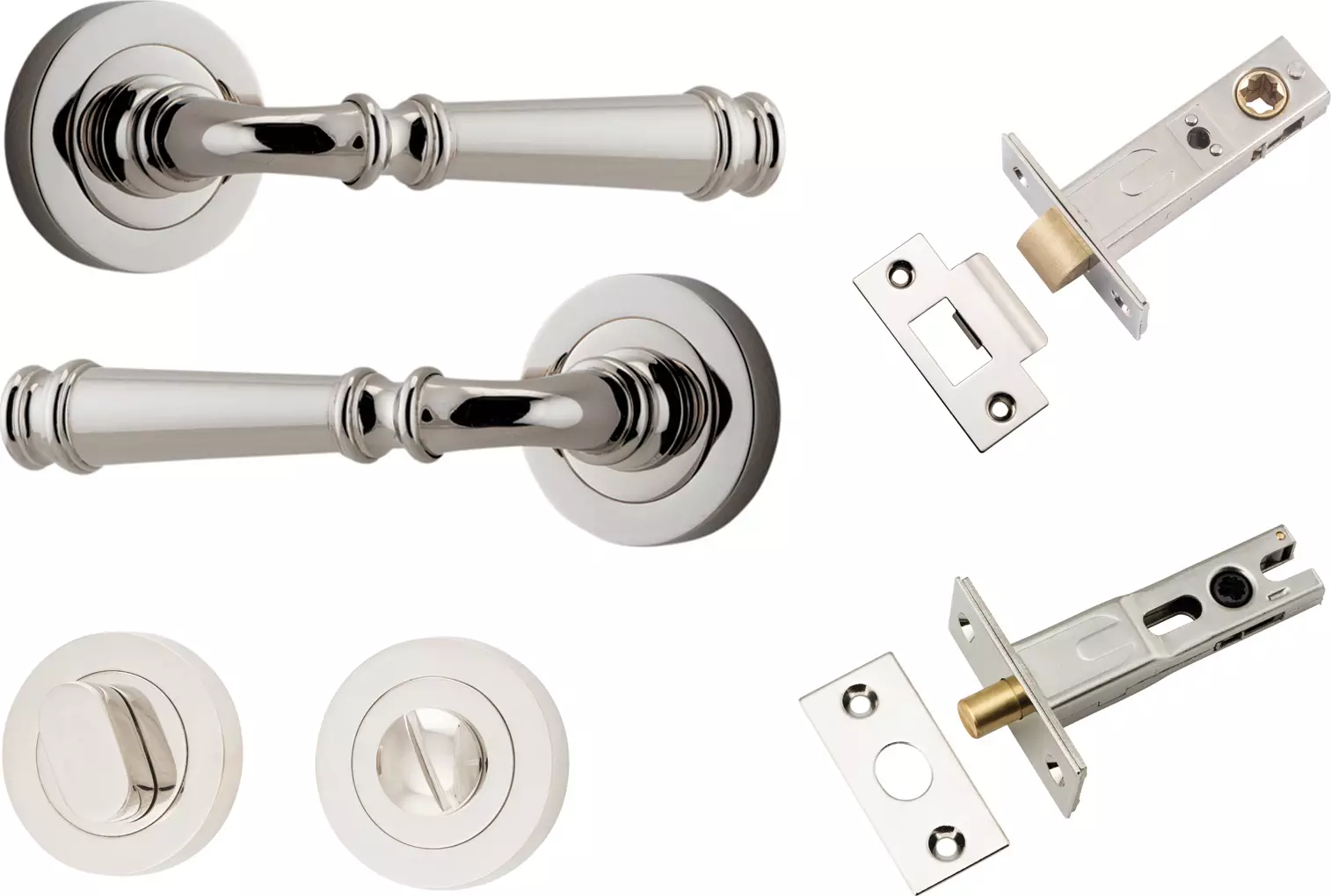 Verona Lever - Round Rose Privacy Set - PN