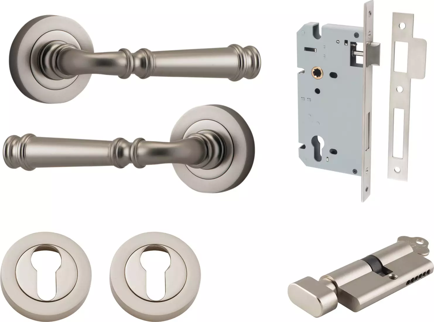 Verona Lever - Round Rose Entrance Set - Key / Turn - SN