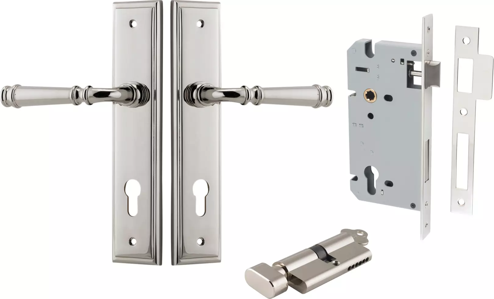 Verona Lever - Stepped Entrance Set - Key / Turn - PN