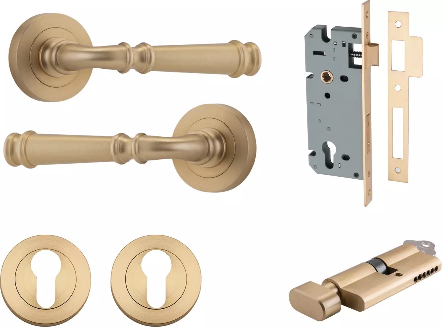 Verona Lever - Round Rose Entrance Set - Key / Turn - BB