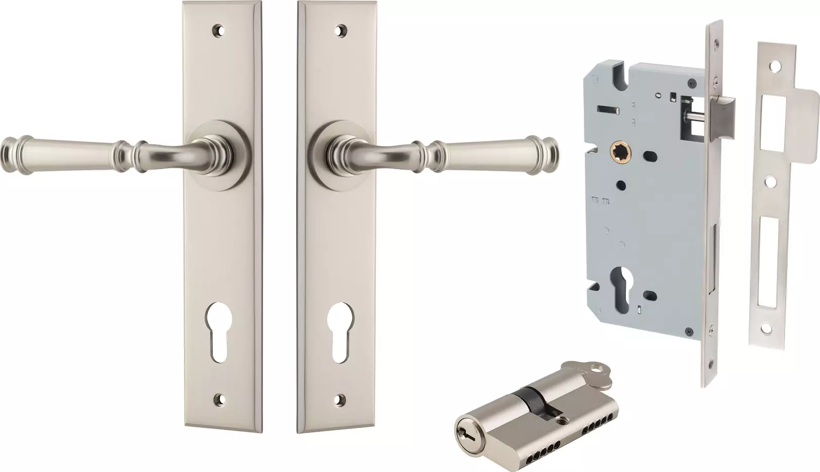 Verona Lever - Chamfered Entrance Set - Key / Key - SN