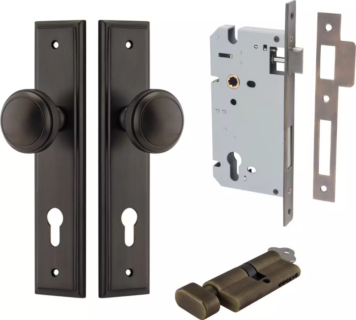 Paddington Knob - Stepped Entrance Set - Key / Turn - SB