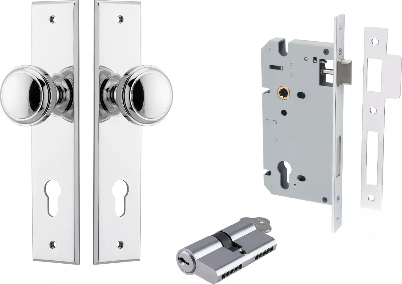 Paddington Knob - Chamfered Entrance Set - Key / Key - CP