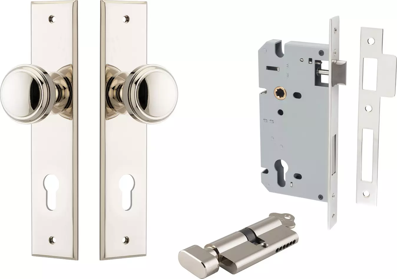 Paddington Knob - Chamfered Entrance Set - Key / Turn - PN