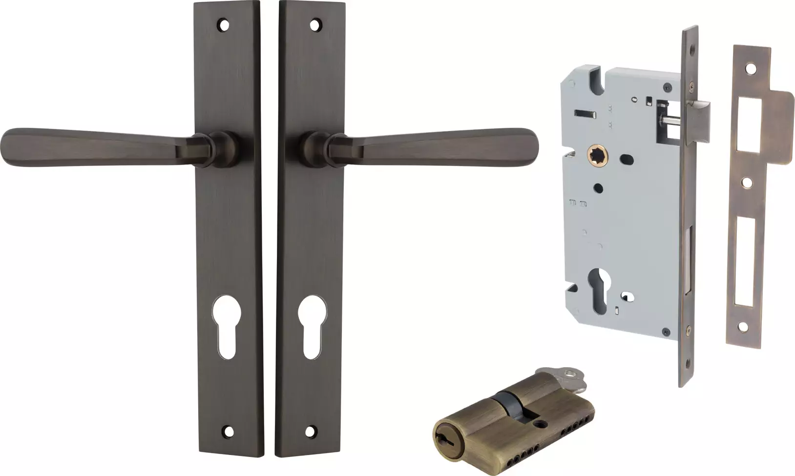 Copenhagen Lever - Rectangular Entrance Set - Key / Key - SB