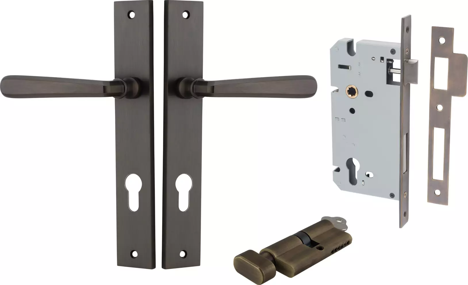Copenhagen Lever - Rectangular Entrance Set - Key / Turn - SB