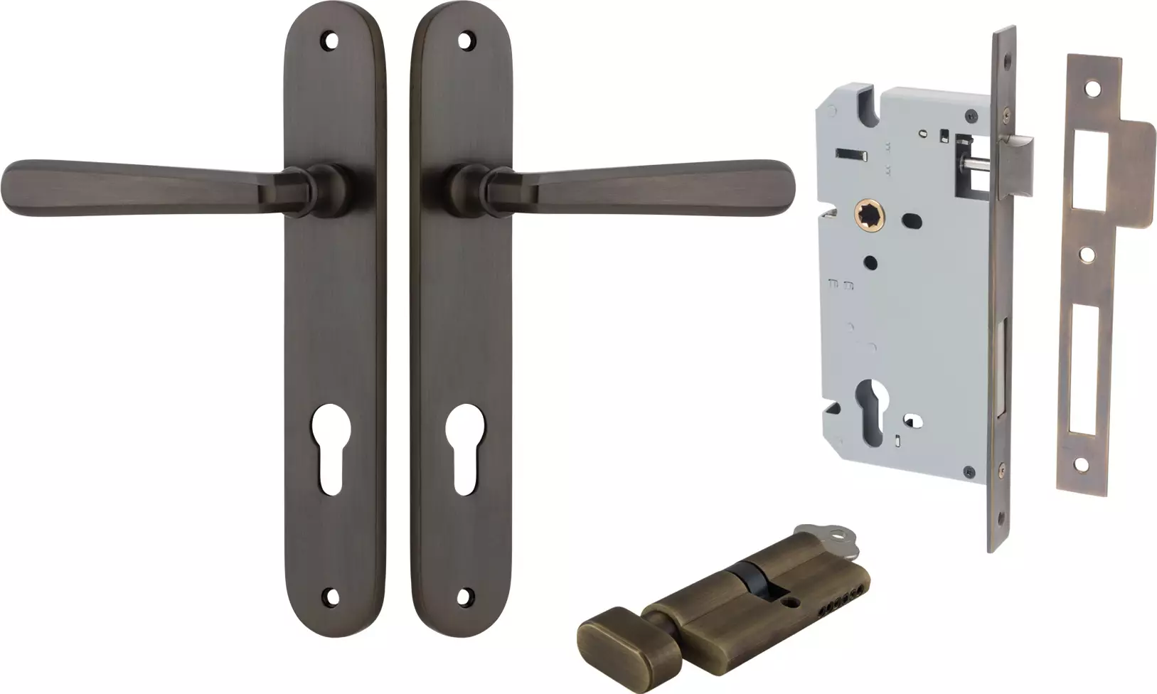 Copenhagen Lever - Oval Entrance Set - Key / Turn - SB
