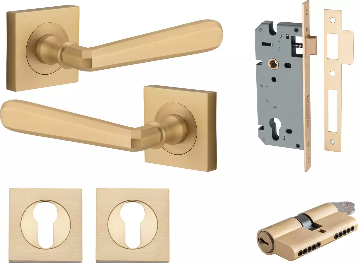 Copenhagen Lever - Square Rose Entrance Set - Key / Key - BB